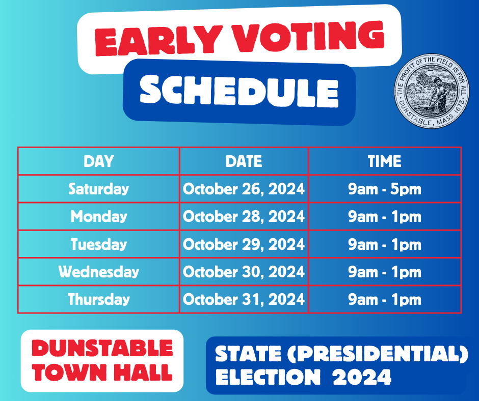 Early Voting for the State (Presidential) Election 2024 | Dunstable MA