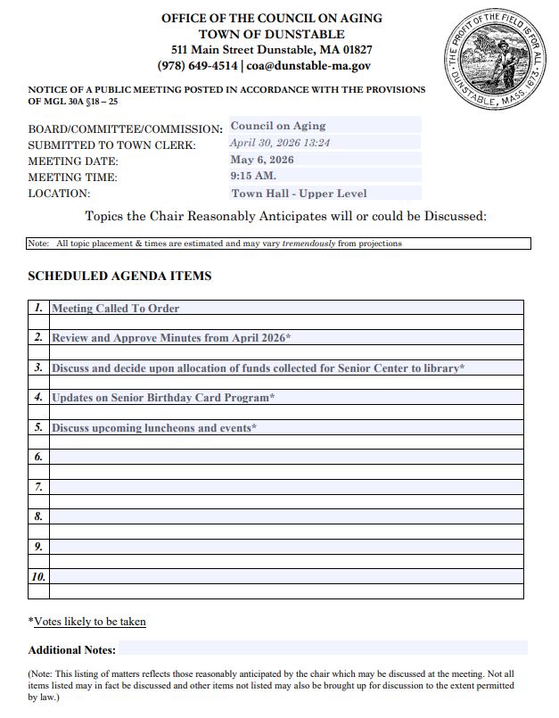 Meeting Agenda