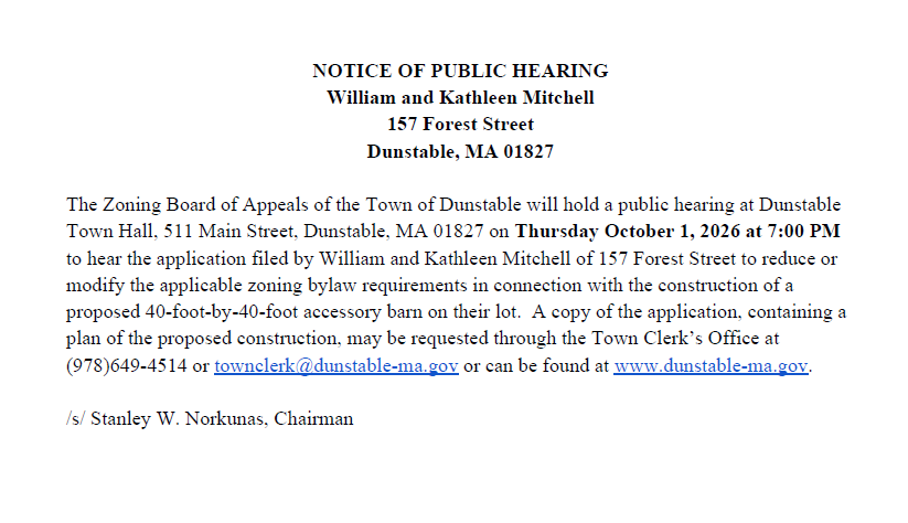 Notice of Public Hearing