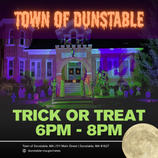 trick or treat hours 6pm-8pm for the town of dunstable