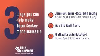 Walk Dunstable graphic with 3 upcoming events