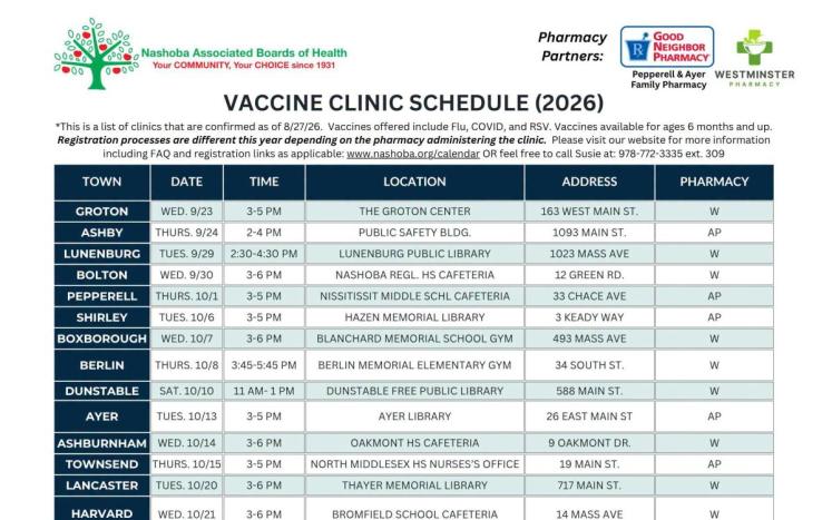 vaccine clinic schedule