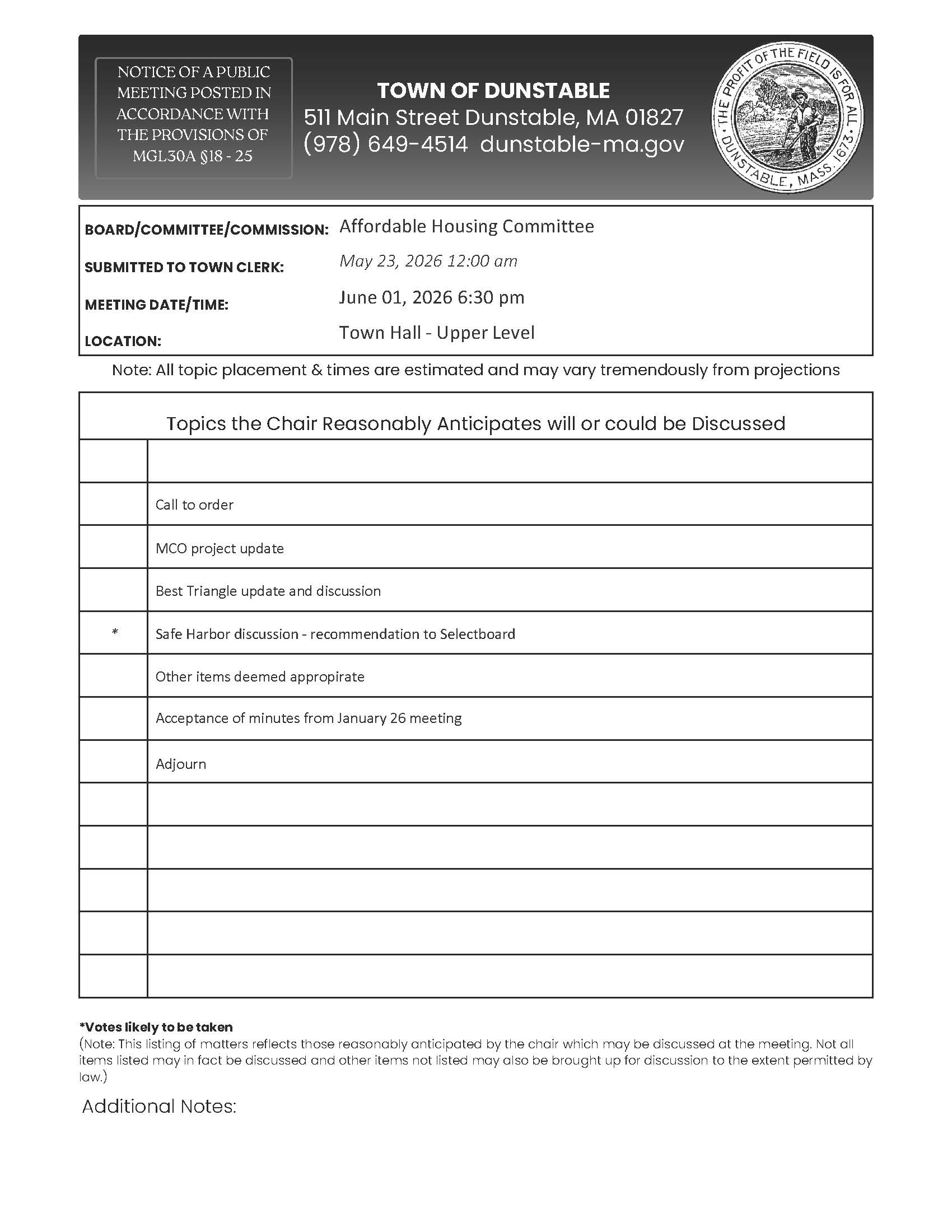 AHC Agenda