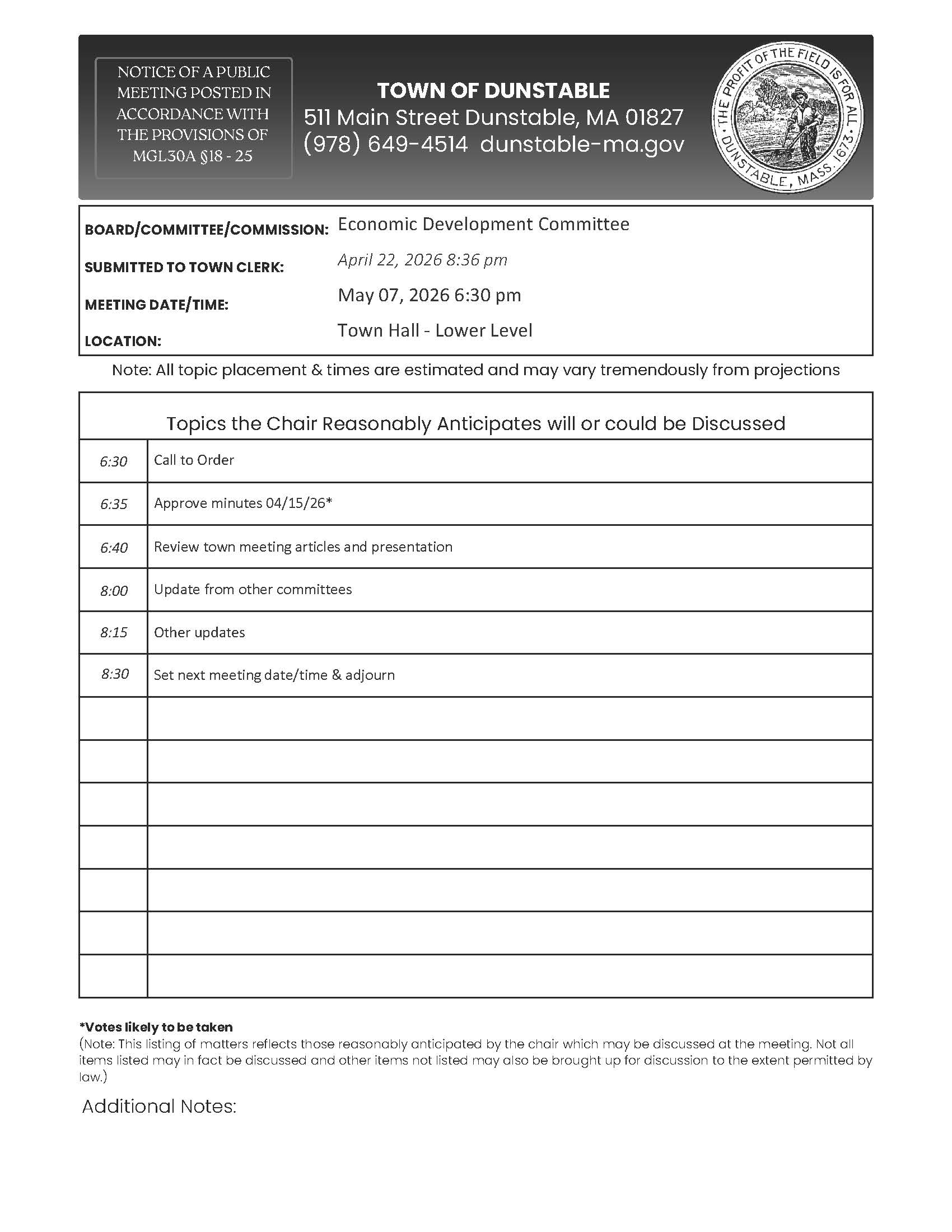 Economic Development Committee Agenda