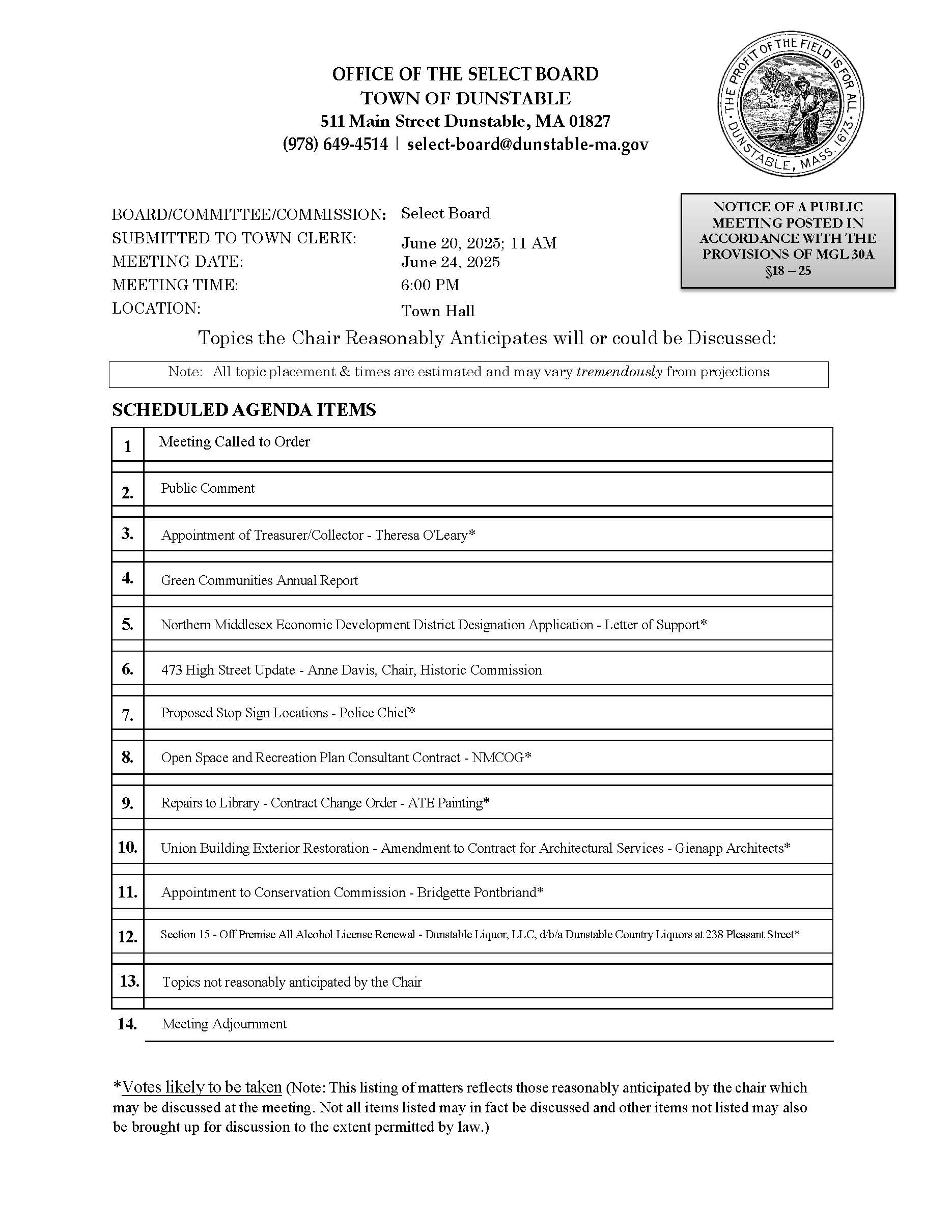 Meeting Agenda